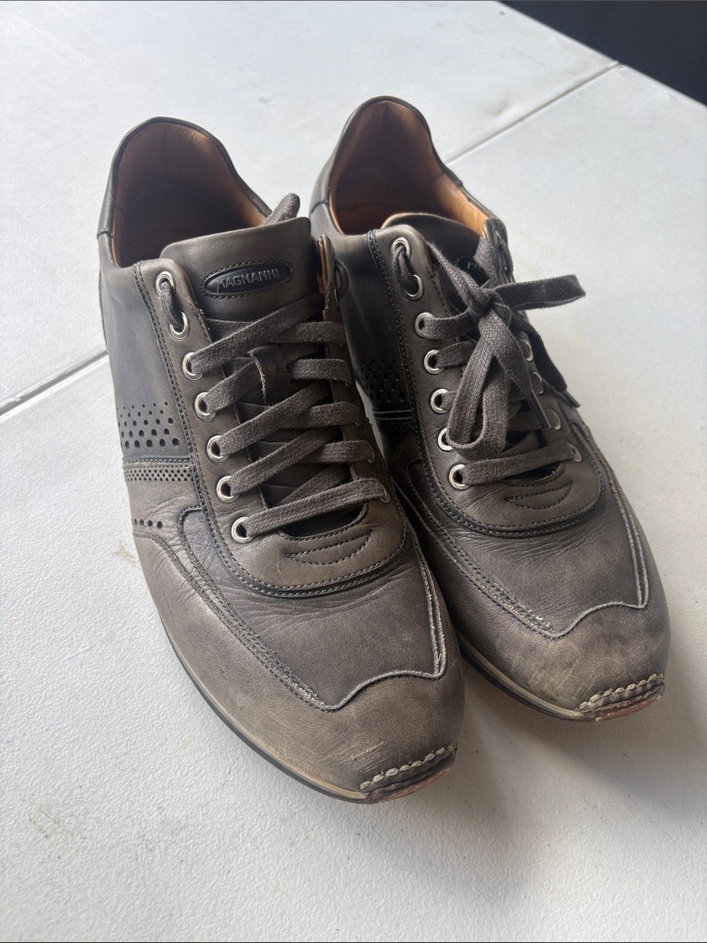 Magnanni Brown Leather Sneakers